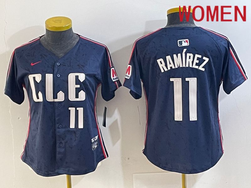 Women Cleveland Indians #11 Ramirez Blue City Edition Nike 2024 MLB Jersey style 4